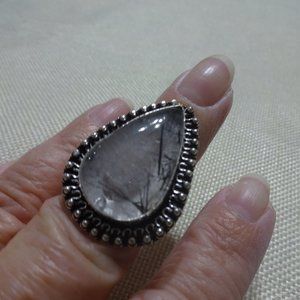 Unique "TOURMALINE QUARTZ" Handmade Sterling Ring Size 7.25 #373B